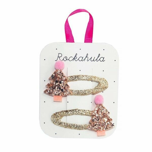 Weihnachtliche Haarspangen-Set – 5 Paar Mit Schneeflocke, Weihnachtsbaum & Rentier, Aus Metall & Strass – Festlicher Haarschmuck Für Die Feiertage