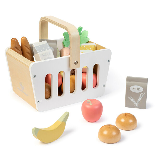 Wooden shopping basket toy discount