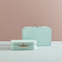 Set of 2 Paper Suitcases in Light Green
