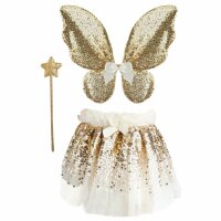 Great Pretenders Set Skirt, Wings and Wand Gold Sequins