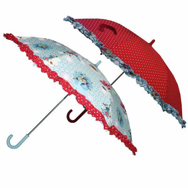 Umbrellas Red with Dots or with a Flower Pattern