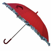 Regenschirm rot mit Punkten oder Blumenmuster