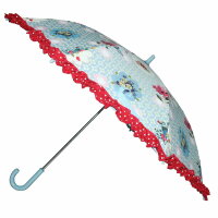 Regenschirm rot mit Punkten oder Blumenmuster