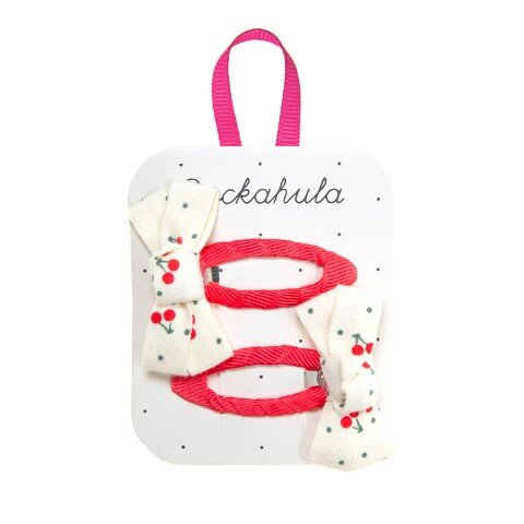 Rockahula Kids Haarspangen Stoff Schleifen Sweet Cherry Kirschen