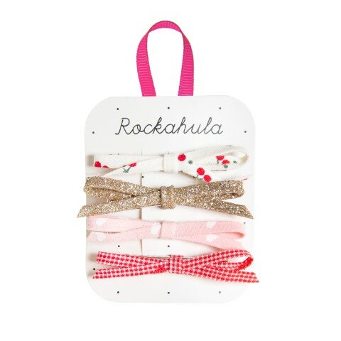 Rockahula Kids Haarspangen Haarklemmen Schmale Stoff Schleifen Sweet Cherry Kirschen