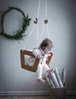 Babyschaukel, Kleinkinderschaukel, Holzschaukel für Baby, Toddler Schaukel Lillagunga verschiedene Seilfarben