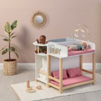 Musterkind Puppen Pflegecenter Viola aus Holz Weiß/ Natur/ Altrosa