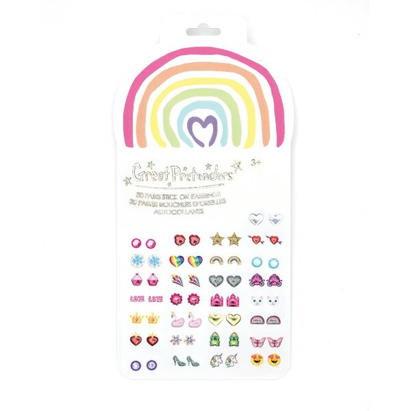 Great Pretenders Stick On Earrings Rainbow Love