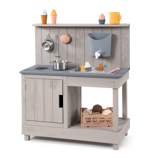 Muddy Buddy Mud Kitchen with Watertank Mud Expert Warmgrey