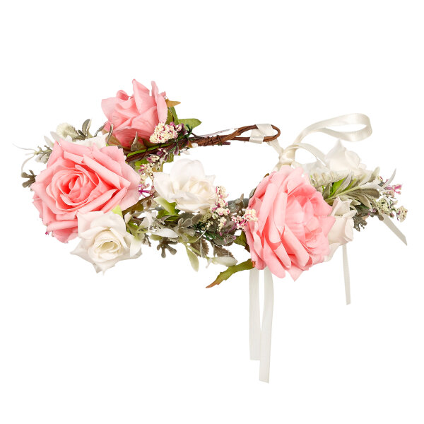 Souza Flower Headband Eefke – Pink & White, Floral Crown for Kids