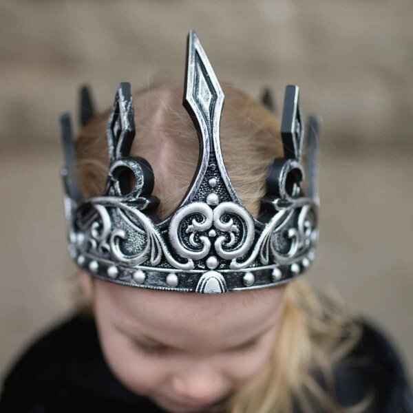 Great Pretenders Medieval Crown for Kids – Royal King & Knight Crown  Silver