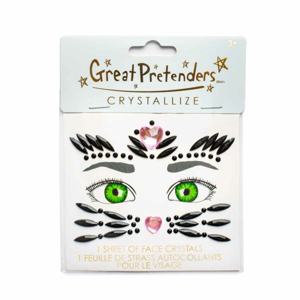 Black Cat Face Crystals for Kids – Glitter Cat Face Jewels | Great Pretenders
