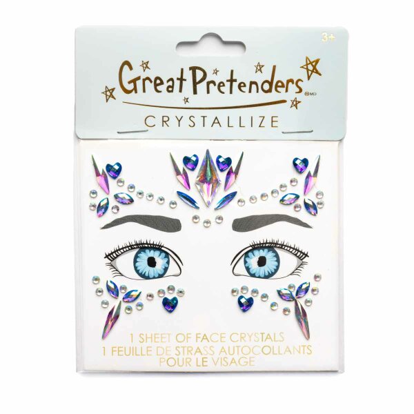 Ice Princess Face Crystals for Kids – Blue Silver Glitter Face Jewels | Great Pretenders