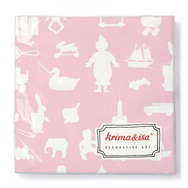 Napkins with Vintage Toys in Pink