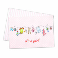 Folding Card Birth Clothesline Pink