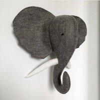 Grey Elephant Head Wall Decoration