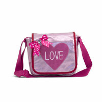 Shiny Pink Bag with Red Love Heart
