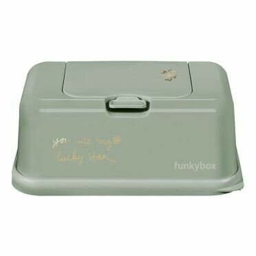 Funkybox Feuchttuchbox Olivgrün mit goldenem Kleeblatt