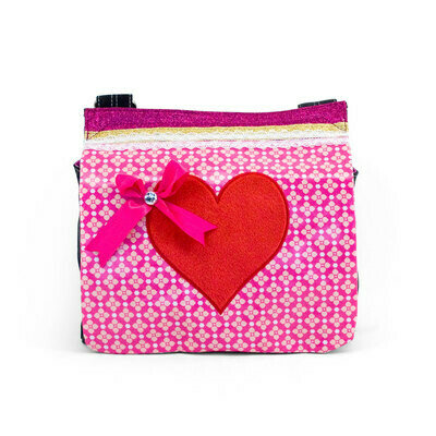 Flowery Canvas Bag with Pink Heart