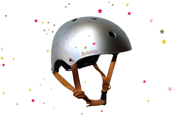 Bobbin Starling Kids Helmet Silver with Multi Stars