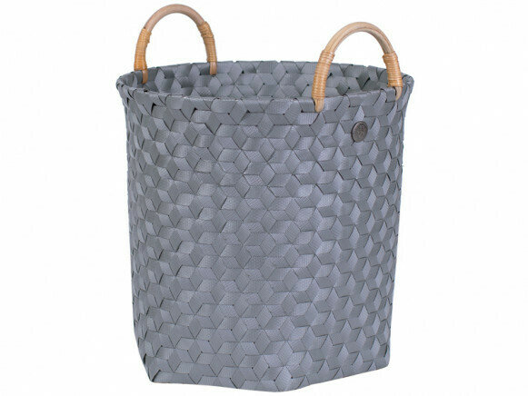 Dimensional Round Basket with Handles in Dark Grey Medium